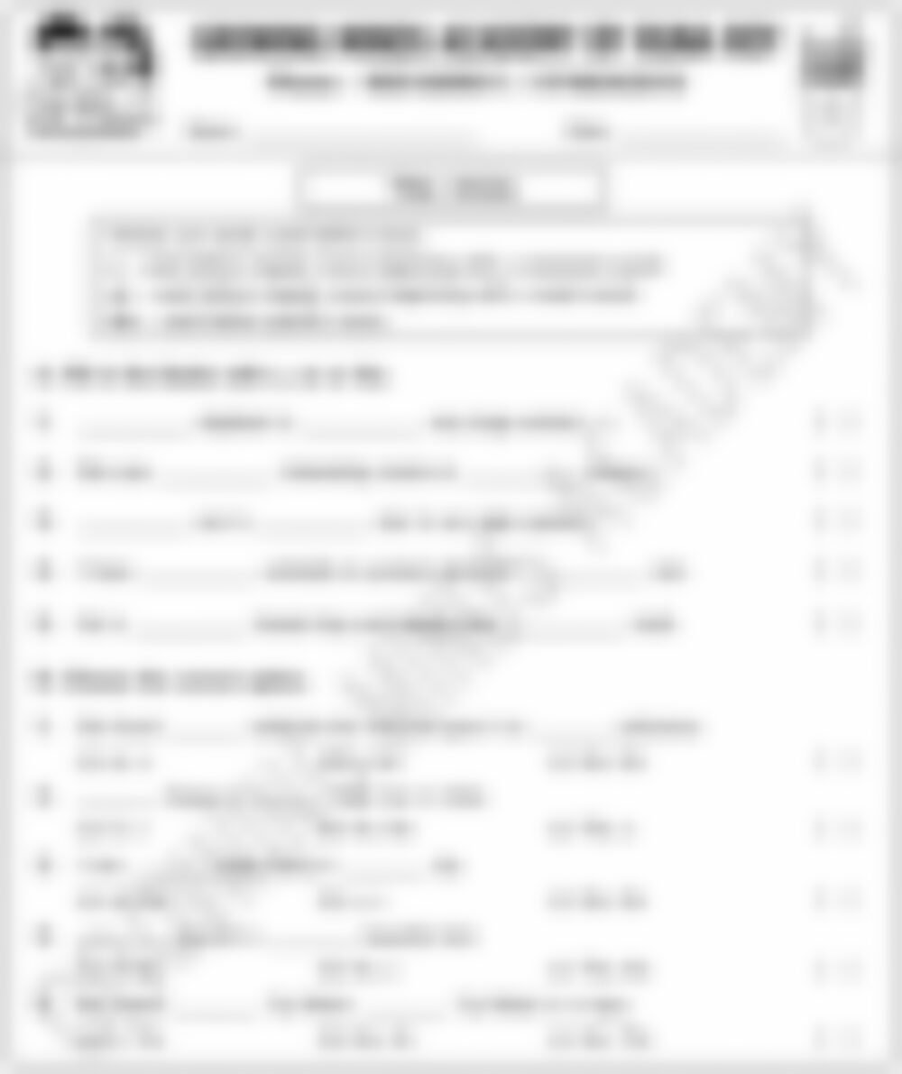 Class 1 English Grammar Worksheet: Articles - page 1 preview
