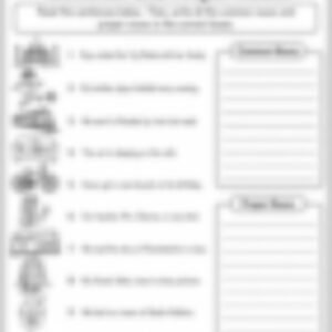 Class 1 English Grammar Worksheet: Common Noun and Proper Noun - page 1 preview