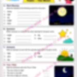 Class 1 English Literature Worksheet: The Moon - page 1 preview