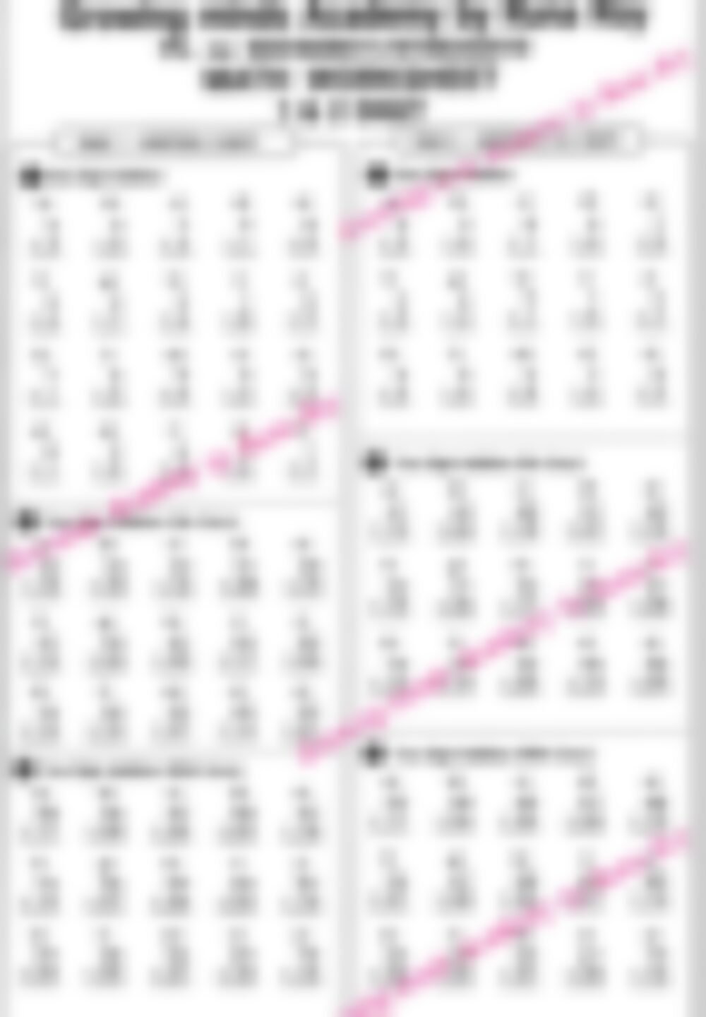 Class 1 Math Worksheet: Addition - page 1 preview