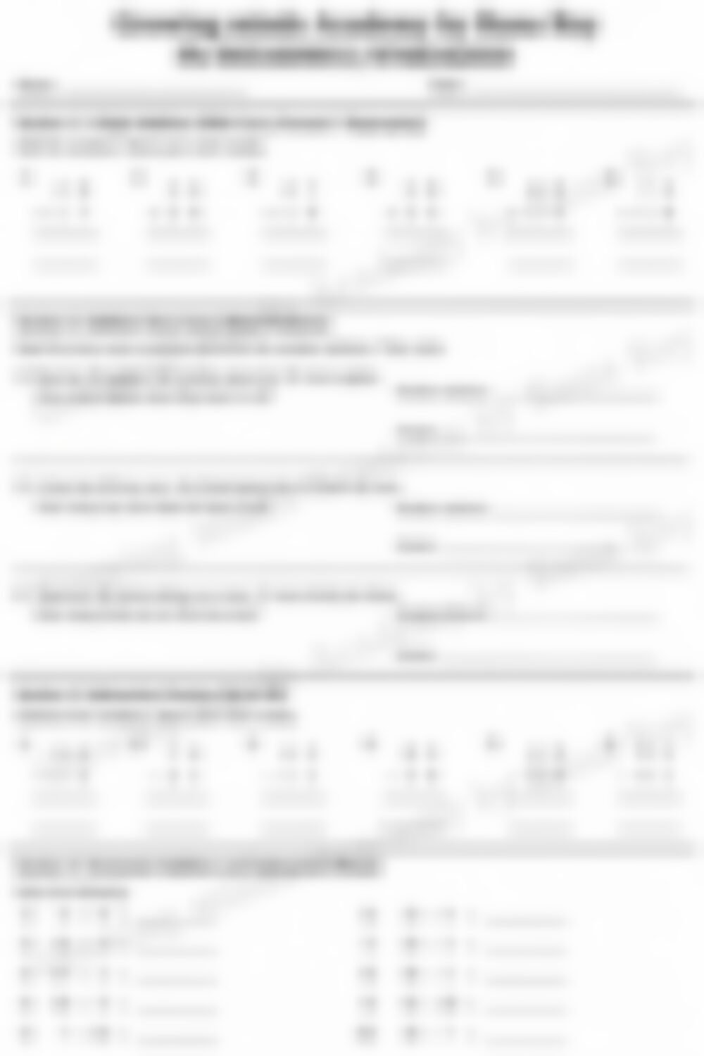 Class 1 Math Worksheet: Addition and Subtraction - page 1 preview