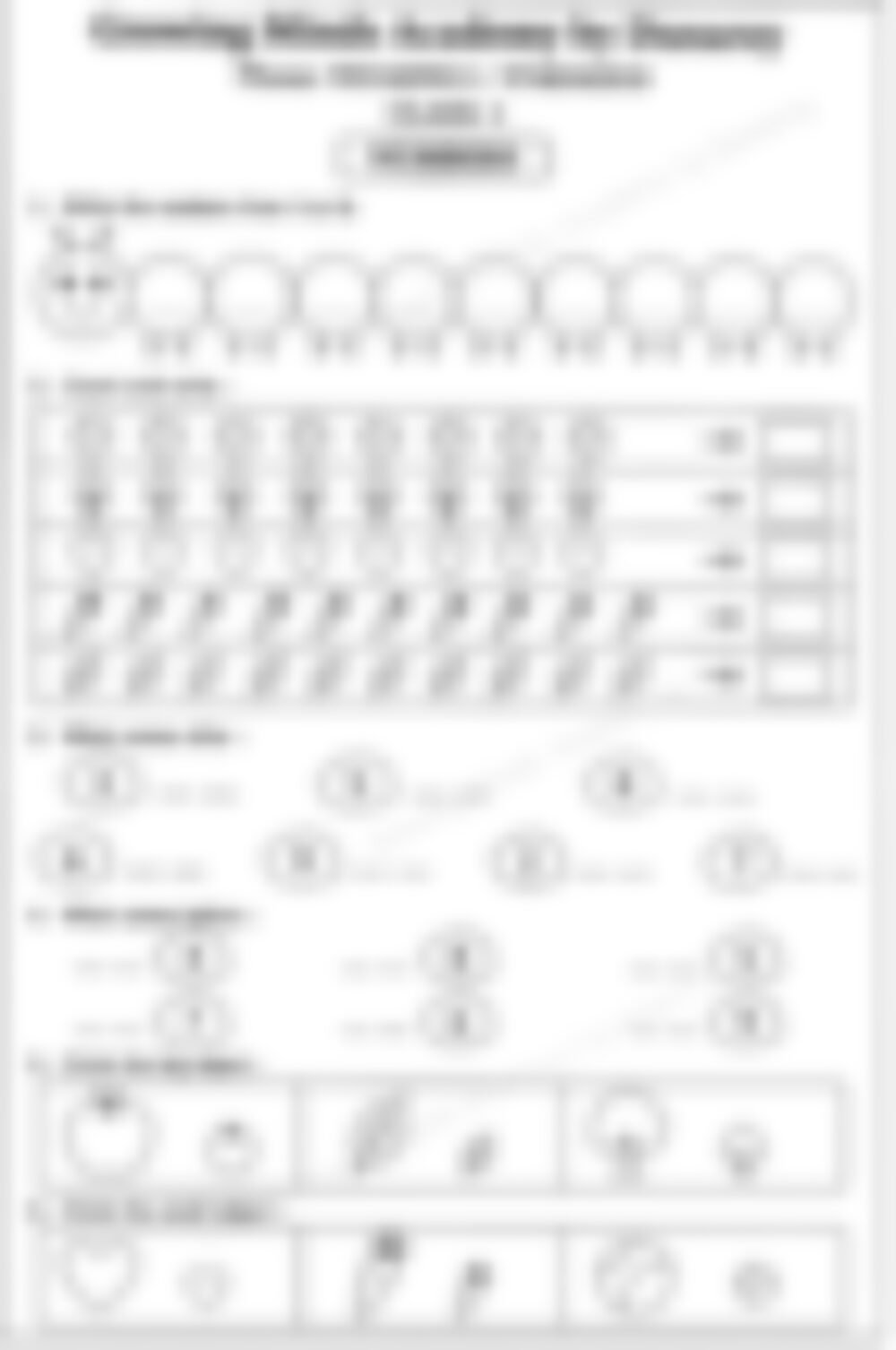 Class 1 Math Worksheet: Numbers, Skip Counting and Even Odd - page 1 preview