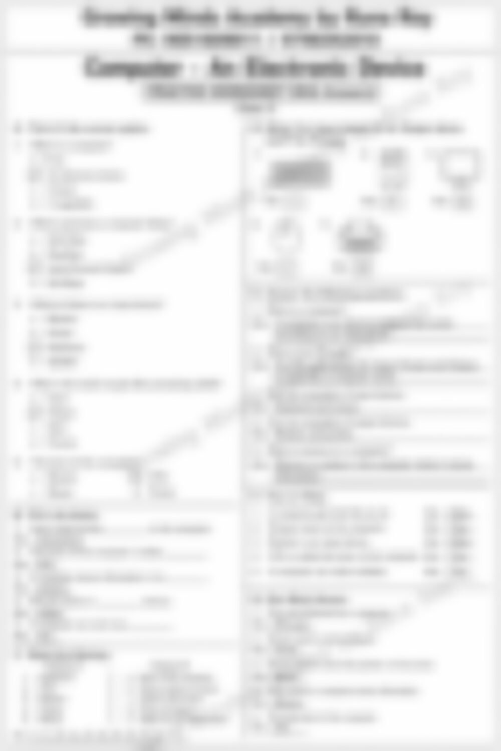 Class 2 Computer Worksheet: An Electronic Device - page 1 preview