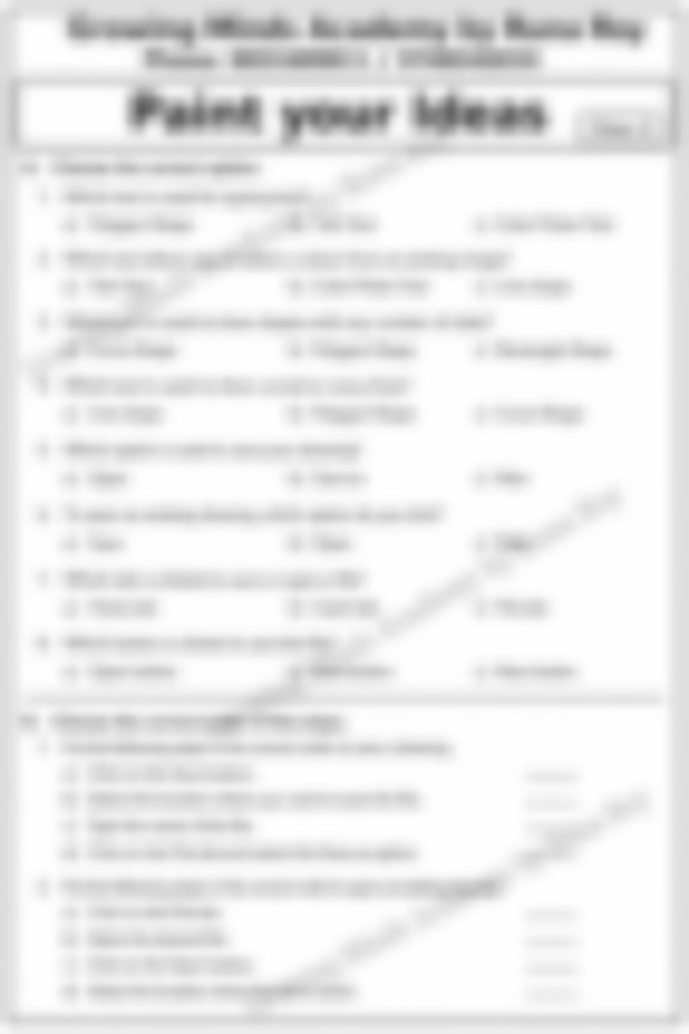 Class 2 Computer Worksheet: Paint Your Ideas - page 1 preview