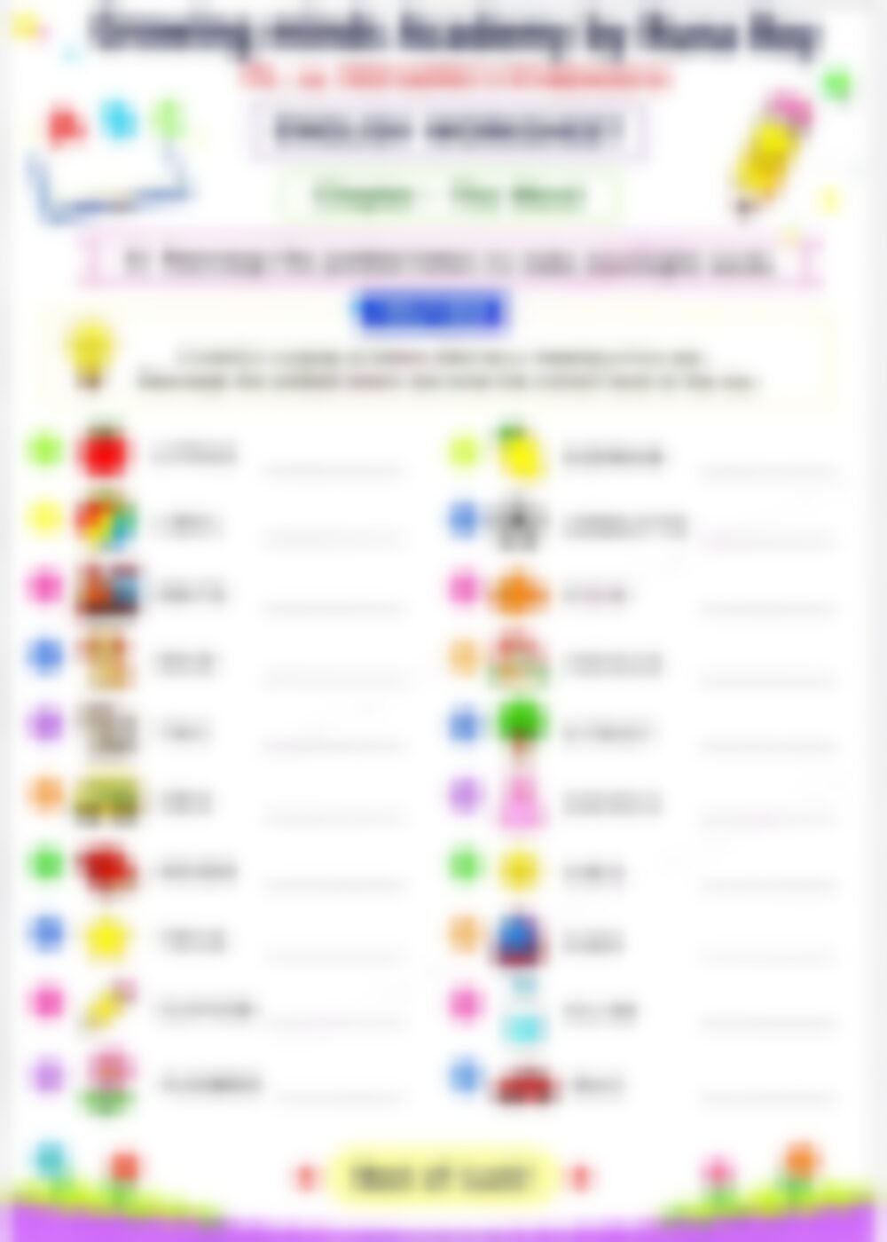 Class 2 English Grammar Worksheet: The Word - page 1 preview