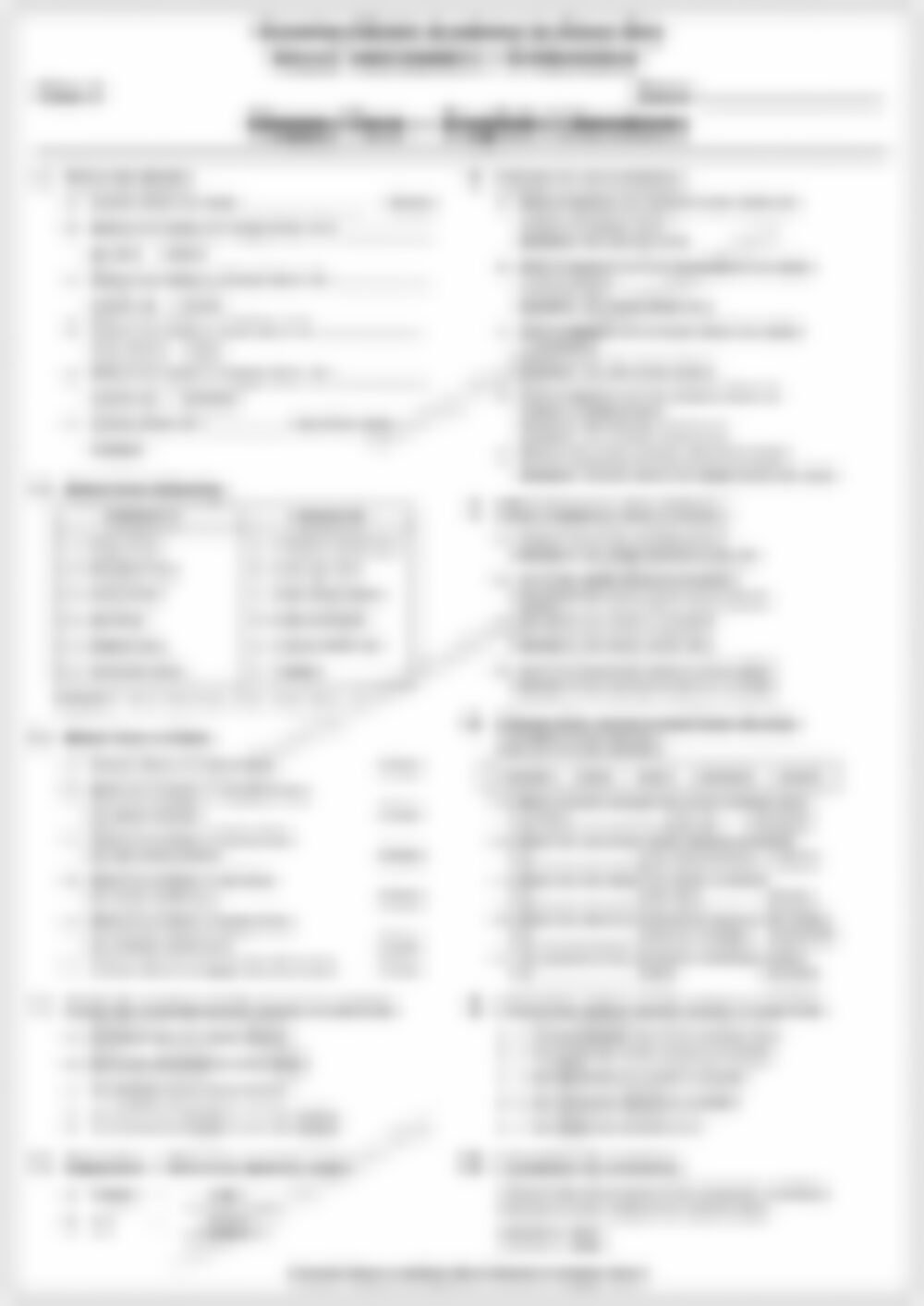 Class 2 English Literature Worksheet: Happy Face - page 1 preview