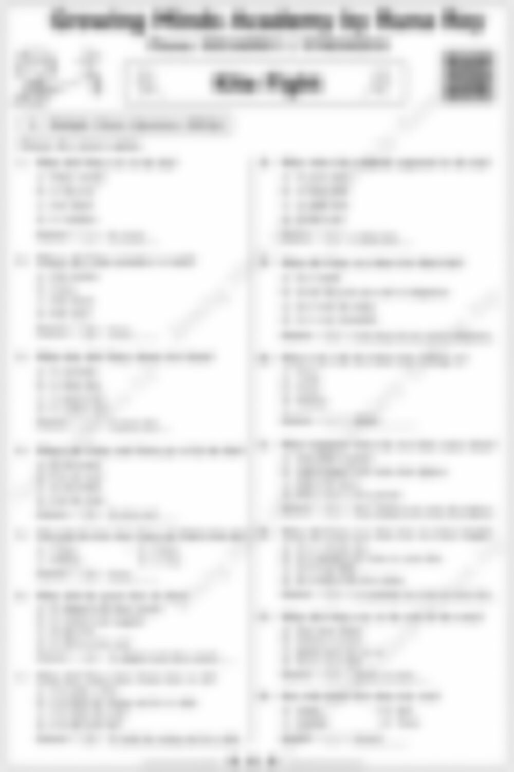 Class 2 English Literature Worksheet: Kite Fight - page 1 preview