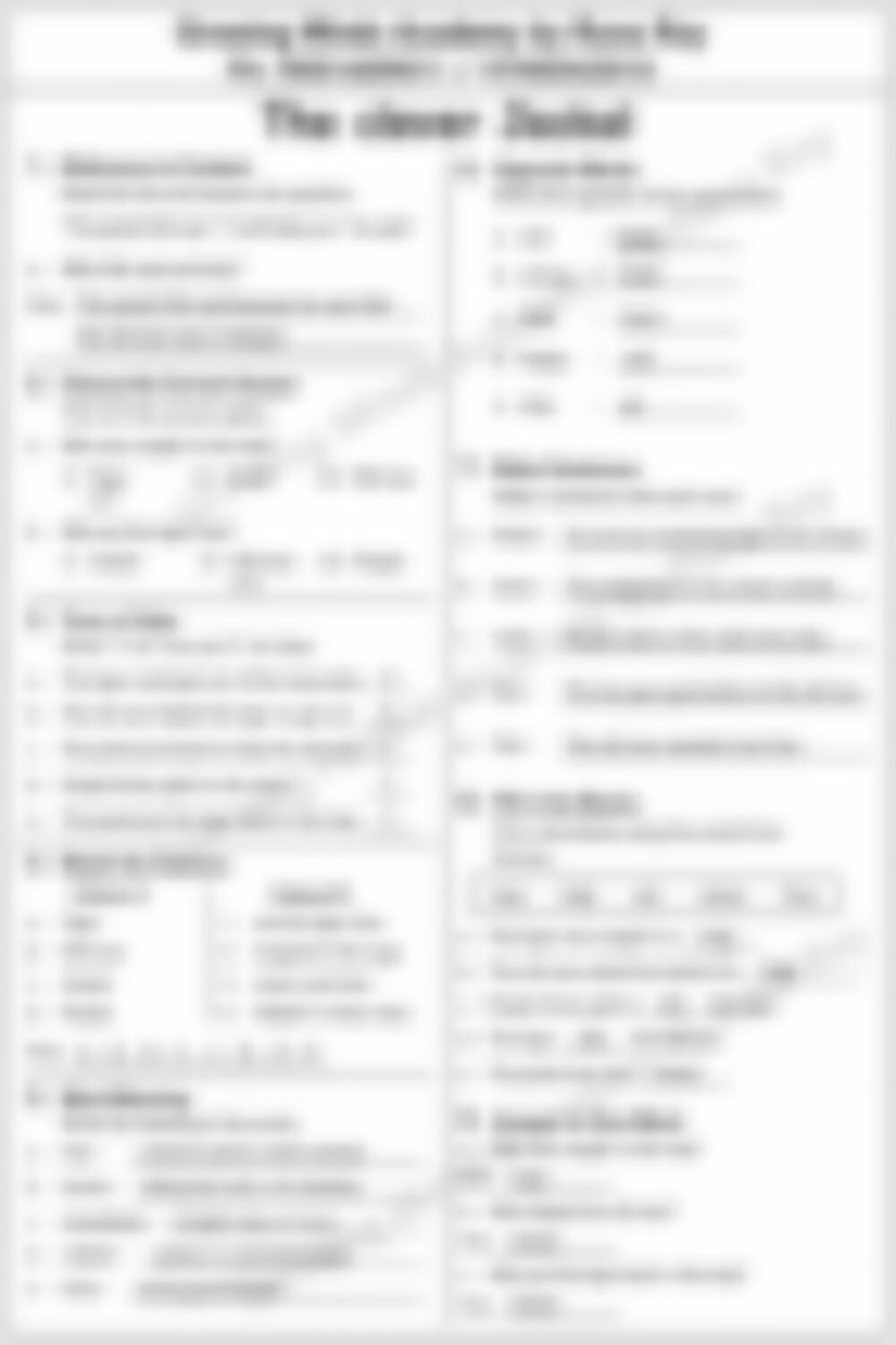 Class 2 English Literature Worksheet: The Clever Jackal - page 1 preview