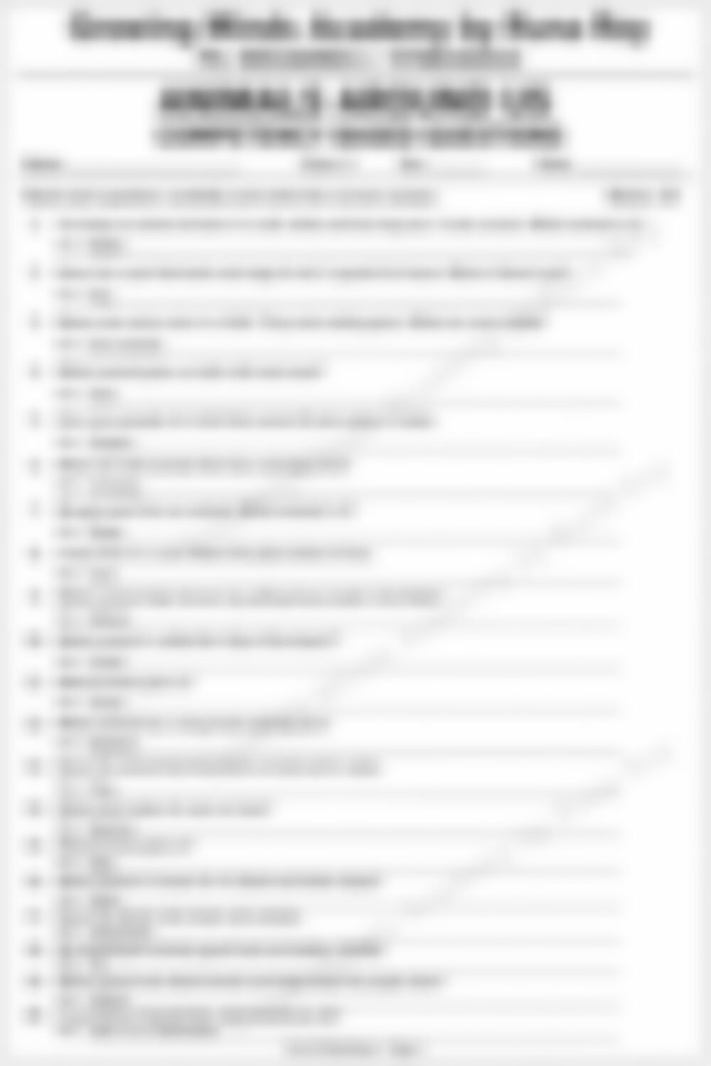 Class 2 EVS Worksheet: Animals Around Us - page 1 preview