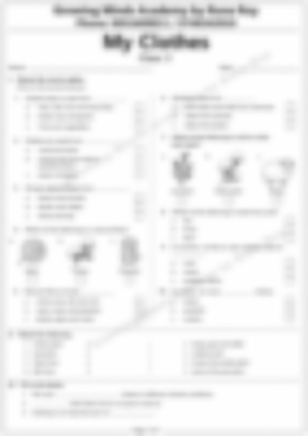 Class 2 EVS Worksheet: My Clothes - page 1 preview