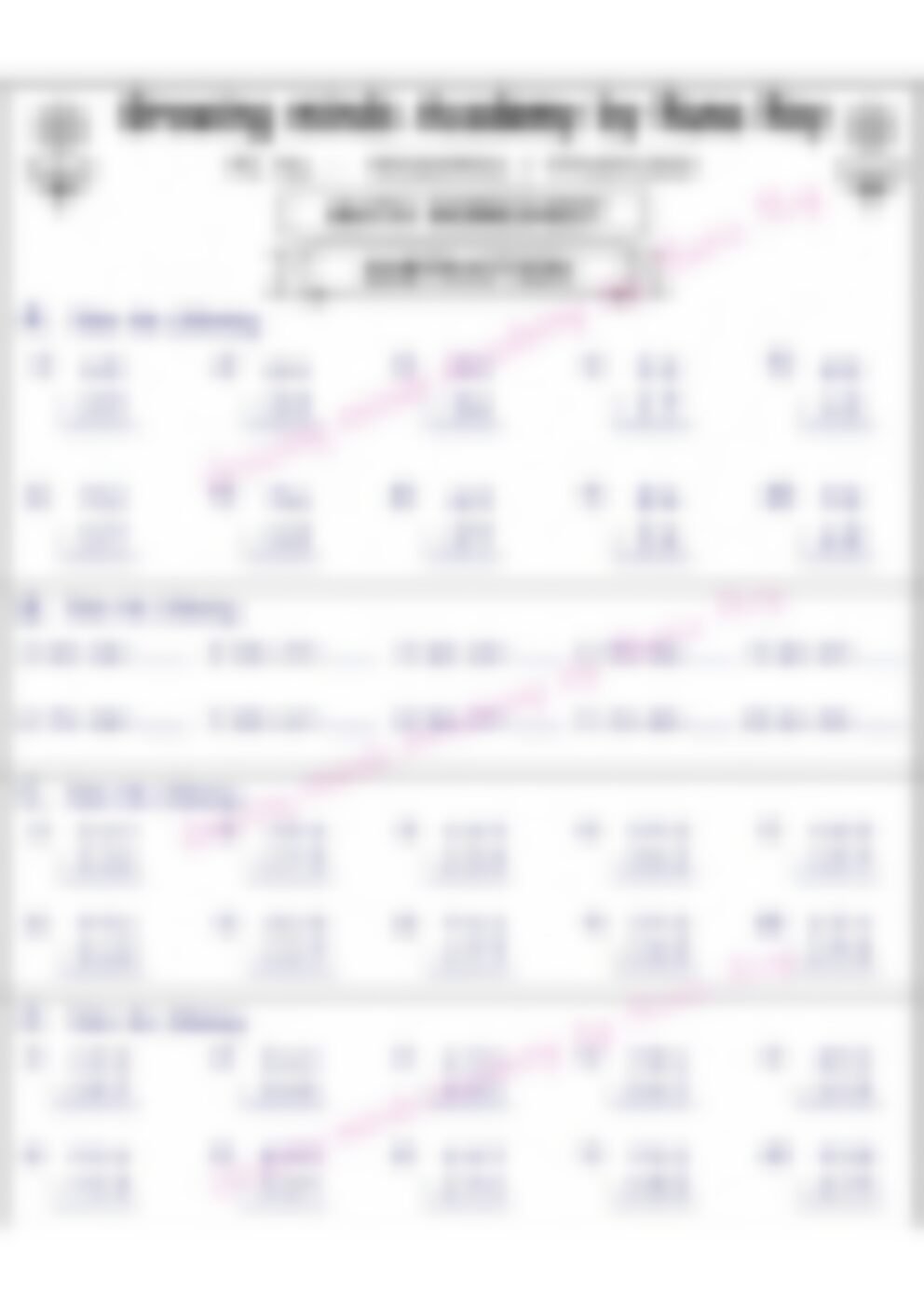 Class 2 Math Worksheet: Addition, Subtraction, Multiplication, Division and Mental Math - page 1 preview