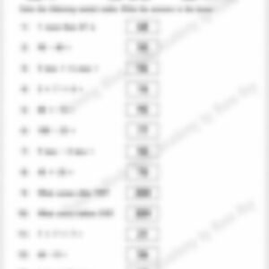 Class 2 Math Worksheet: Mental Maths - page 1 preview
