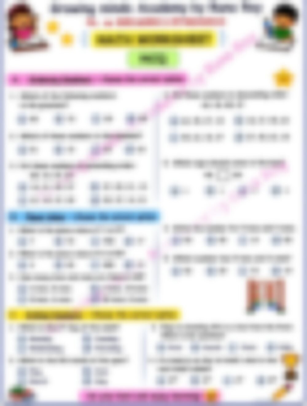 Class 2 Math Worksheet: Number System (2-Digit Numbers) - page 1 preview