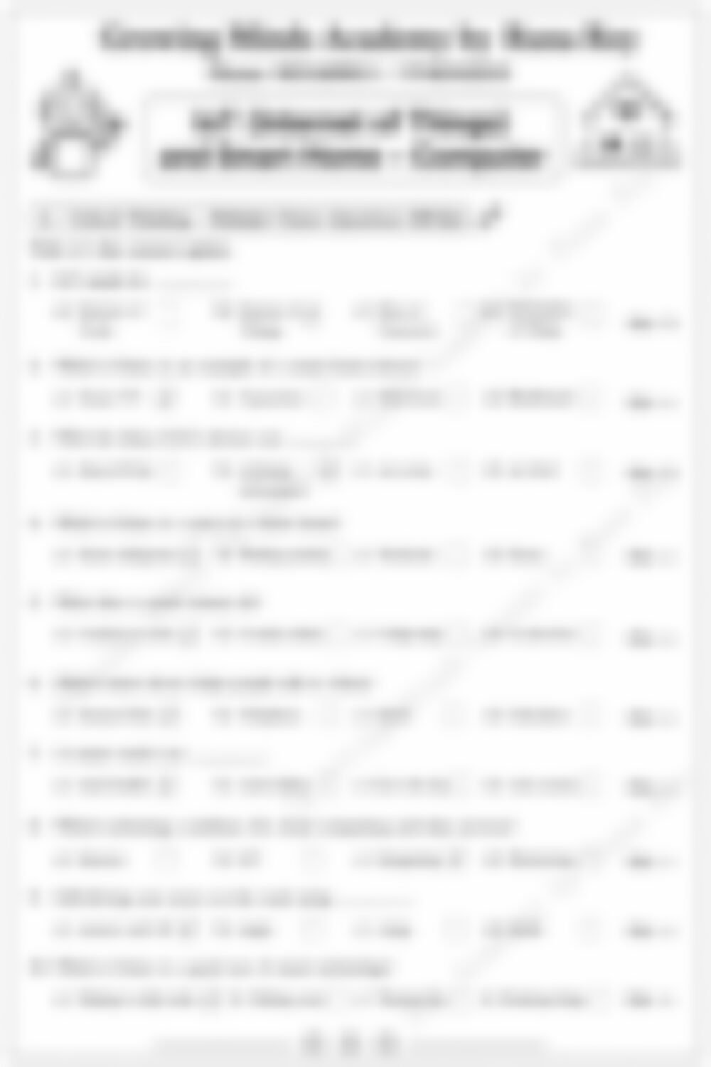 Class 3 Computer Worksheet: Internet of Things - Iot and Smart Home - page 1 preview