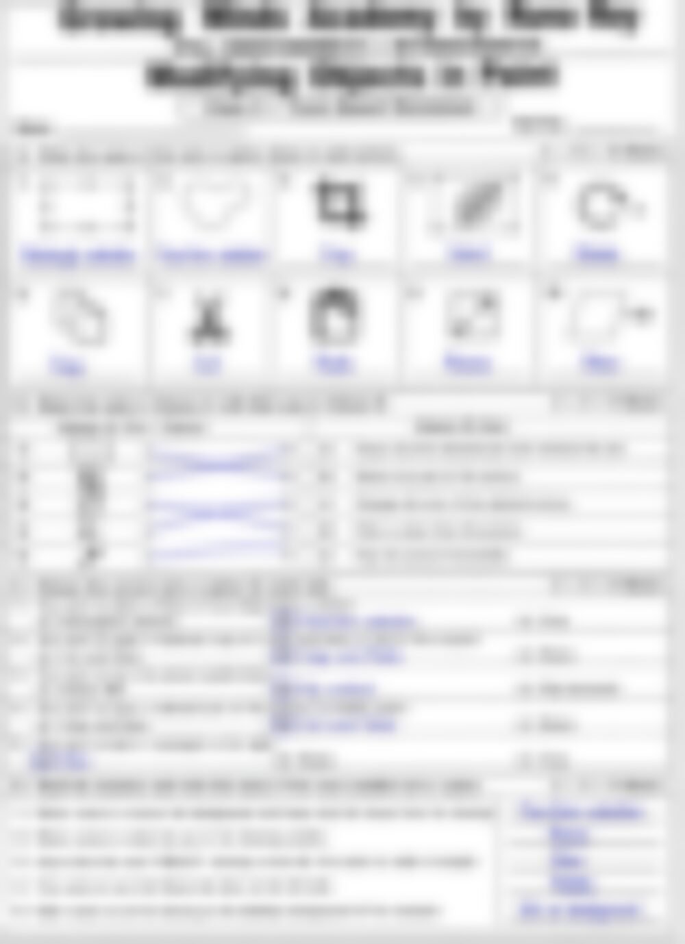 Class 3 Computer Worksheet: Modifying Objects in Paint (Set 1) - page 1 preview