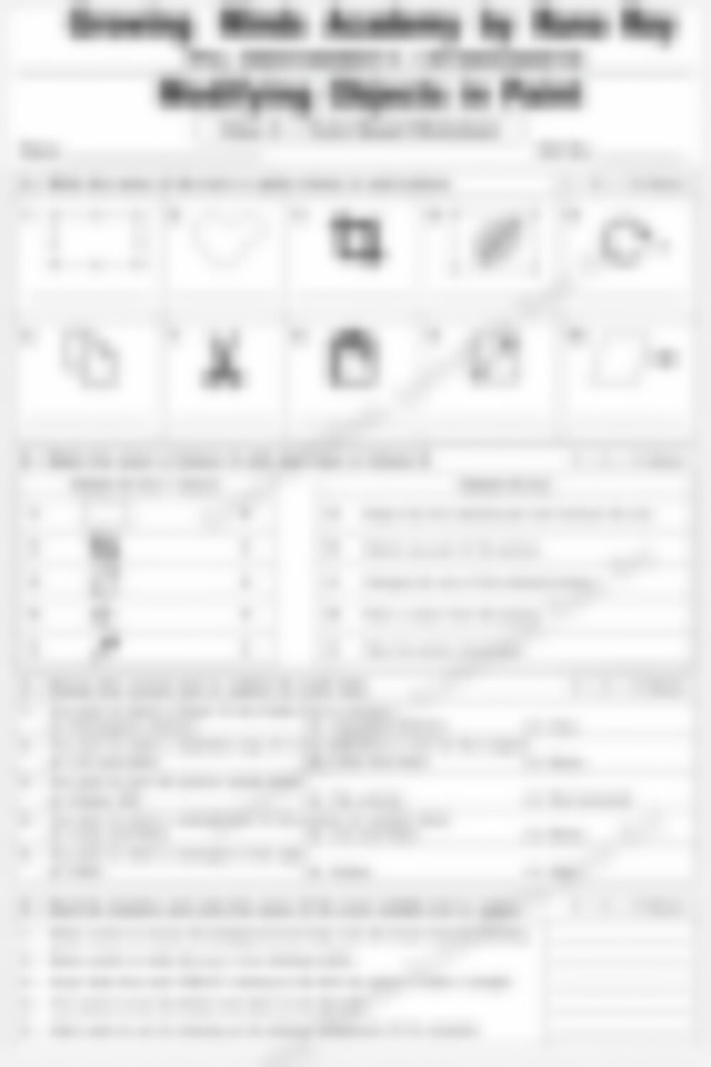Class 3 Computer Worksheet: Modifying Objects in Paint (Set 2) - page 1 preview
