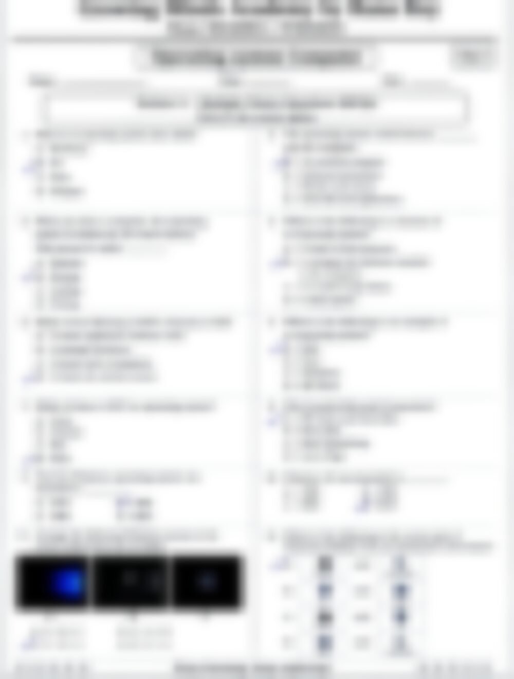 Class 3 Computer Worksheet: Operating System (Set 1) - page 1 preview