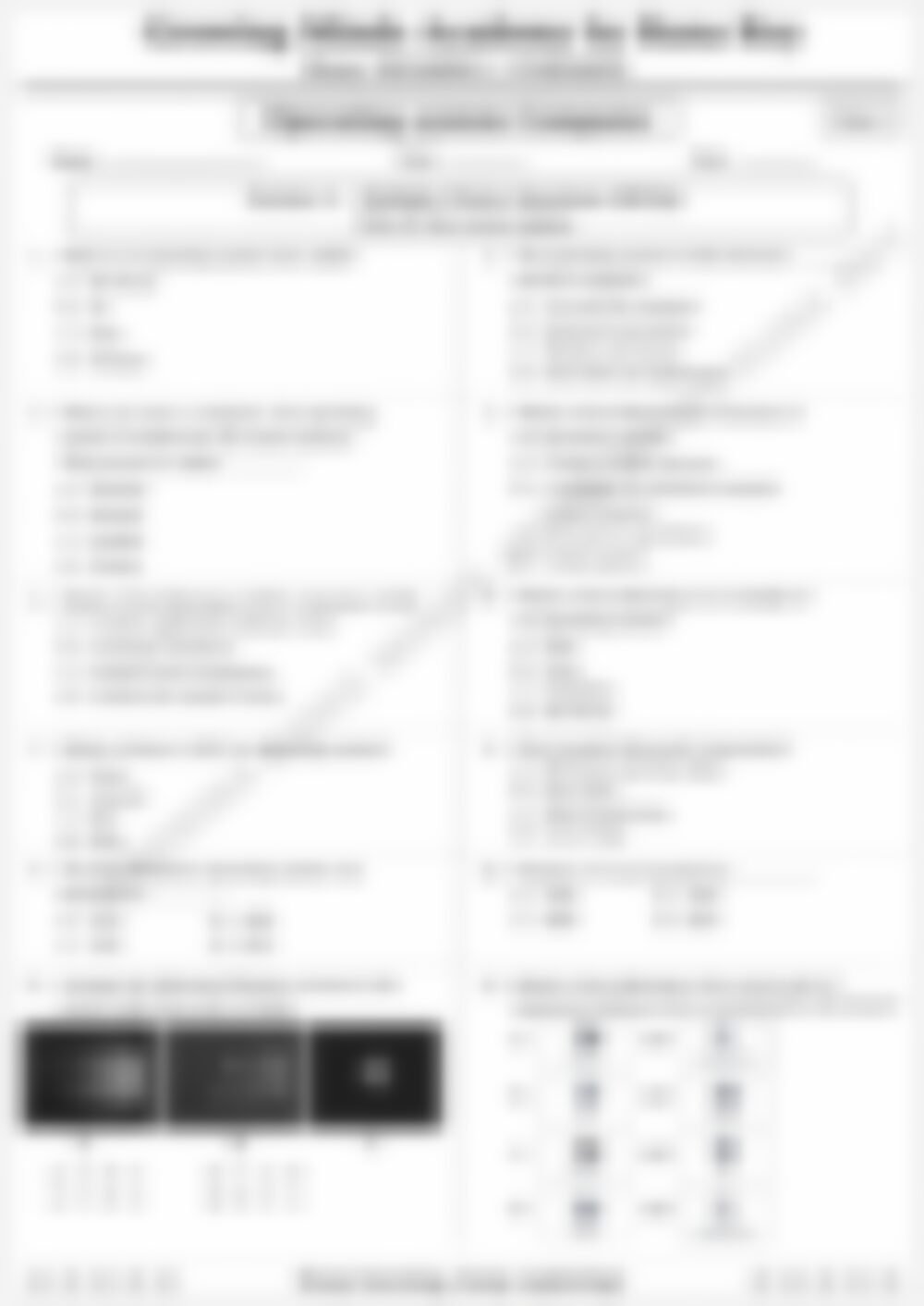 Class 3 Computer Worksheet: Operating System (Set 2) - page 1 preview