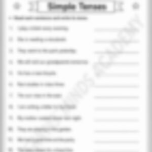 Class 3 English Grammar Worksheet: Simple Present Past Continuous - page 1 preview