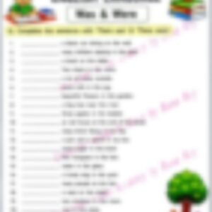 Class 3 English Grammar Worksheet: Was, Were - page 1 preview
