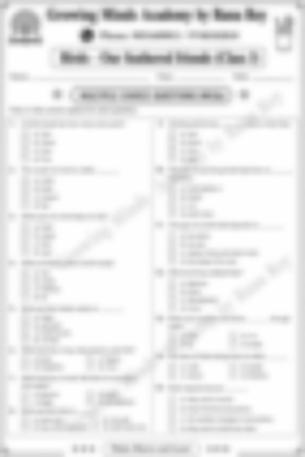 Class 3 EVS Worksheet: Birds - Our Feathered Friends - page 1 preview