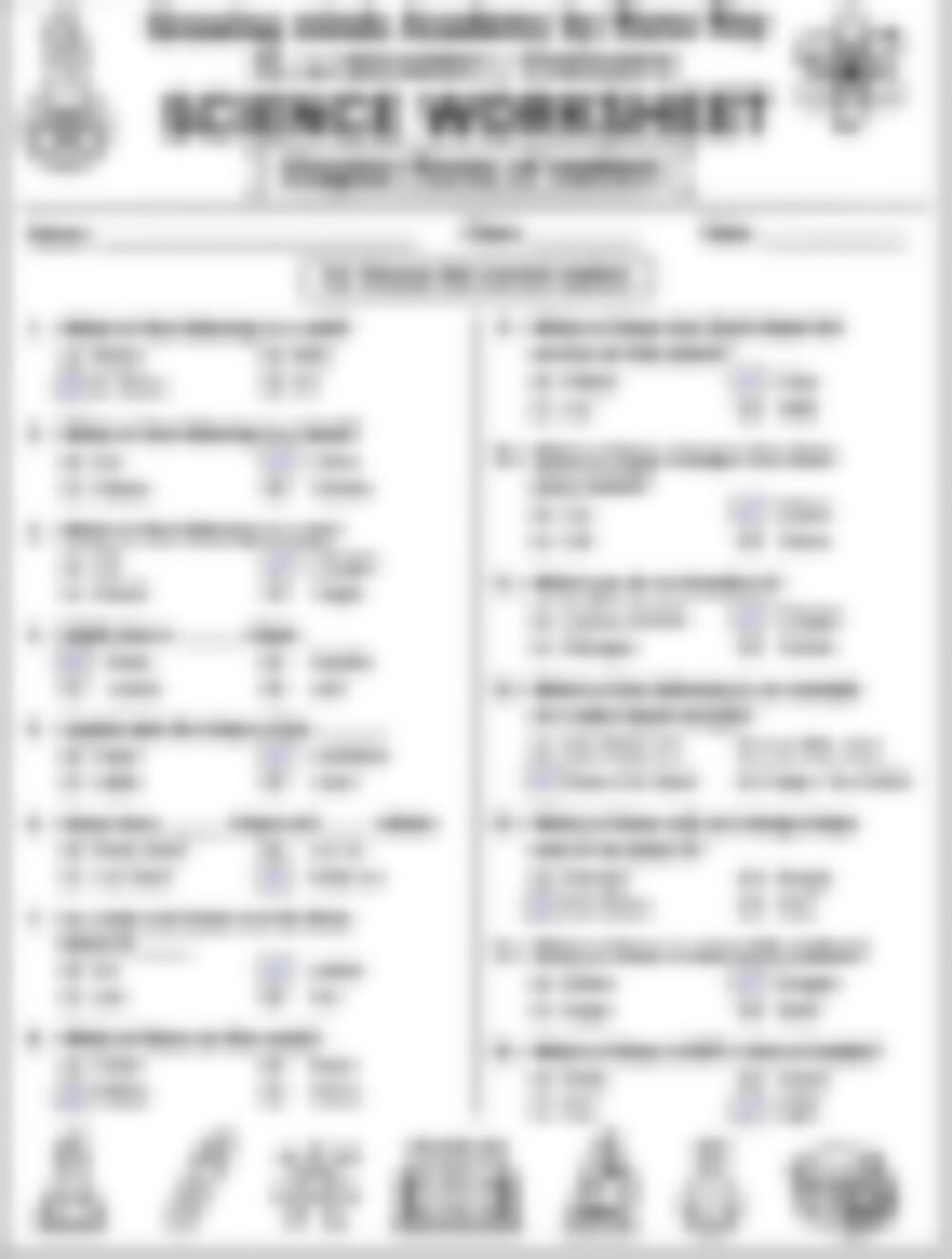Class 3 EVS Worksheet: States of Solid, Liquid, Gas - page 1 preview