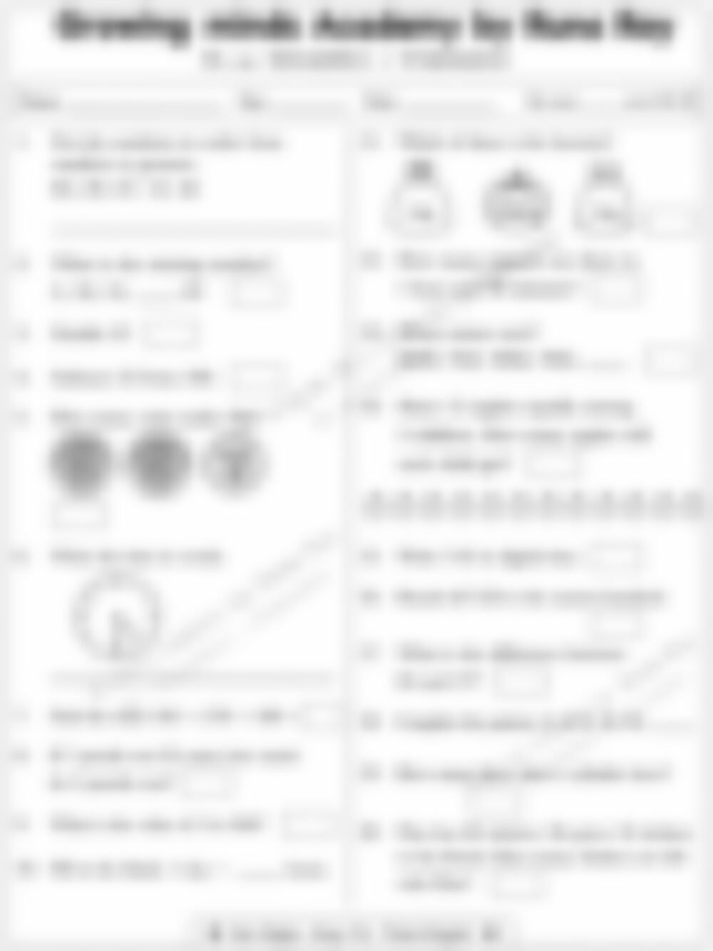 Class 3 Math Worksheet: Mental Maths - page 1 preview