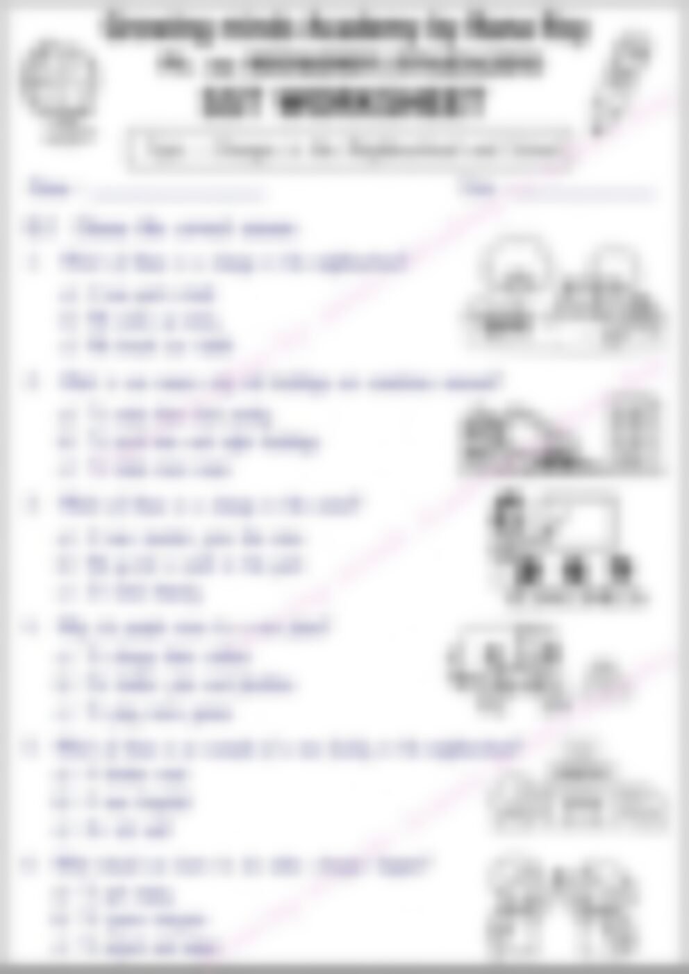 Class 3 SST Worksheet: Changes in the Neighbourhood and School - page 1 preview