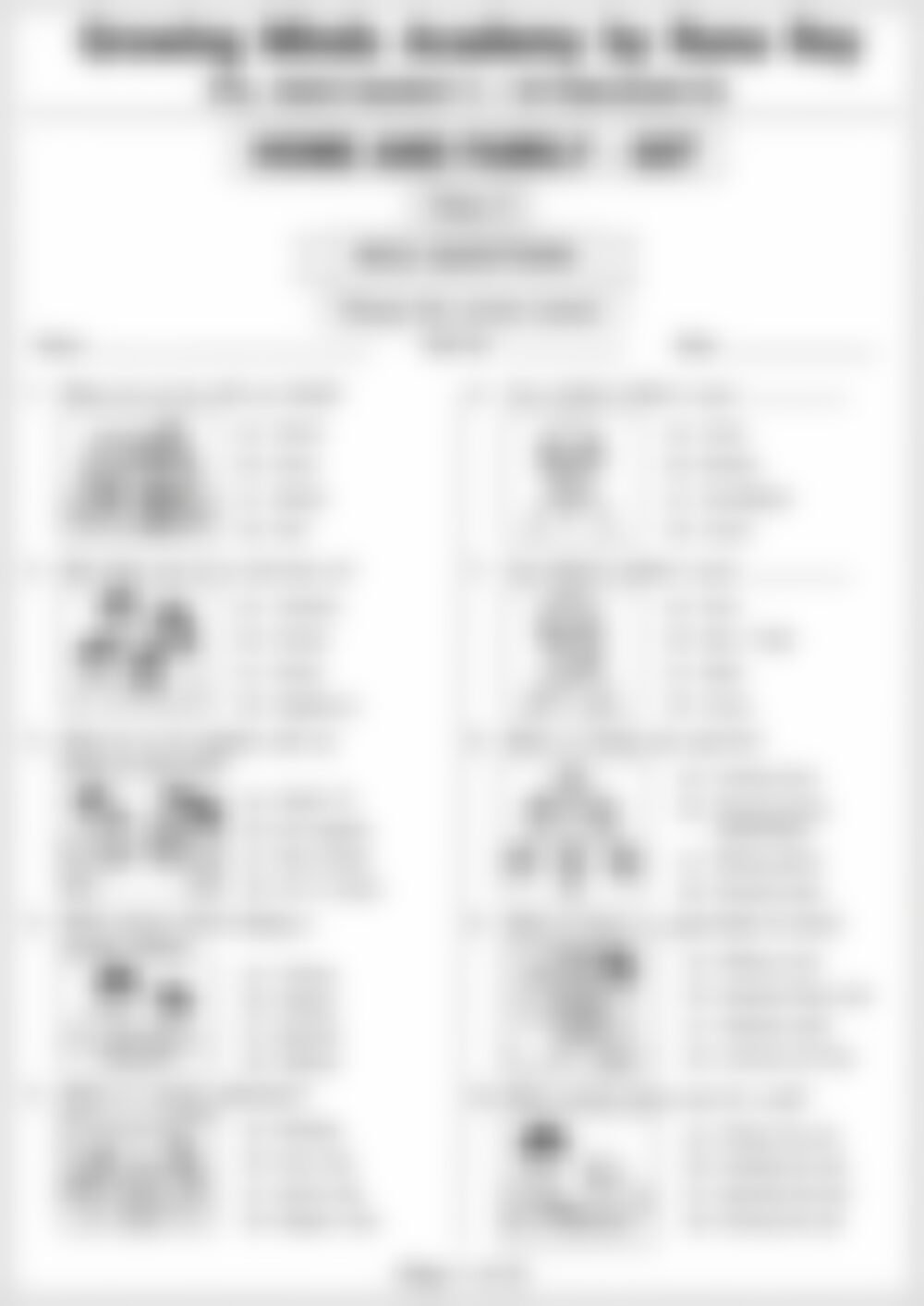Class 3 SST Worksheet: Home and Family - page 1 preview