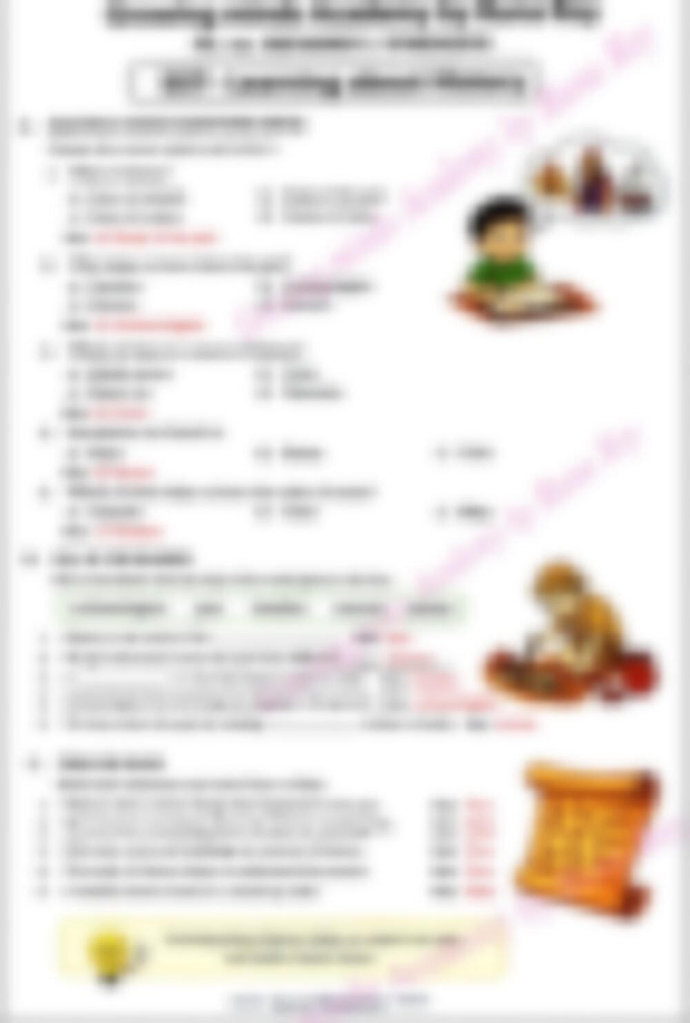 Class 3 SST Worksheet: Learning About History - page 1 preview