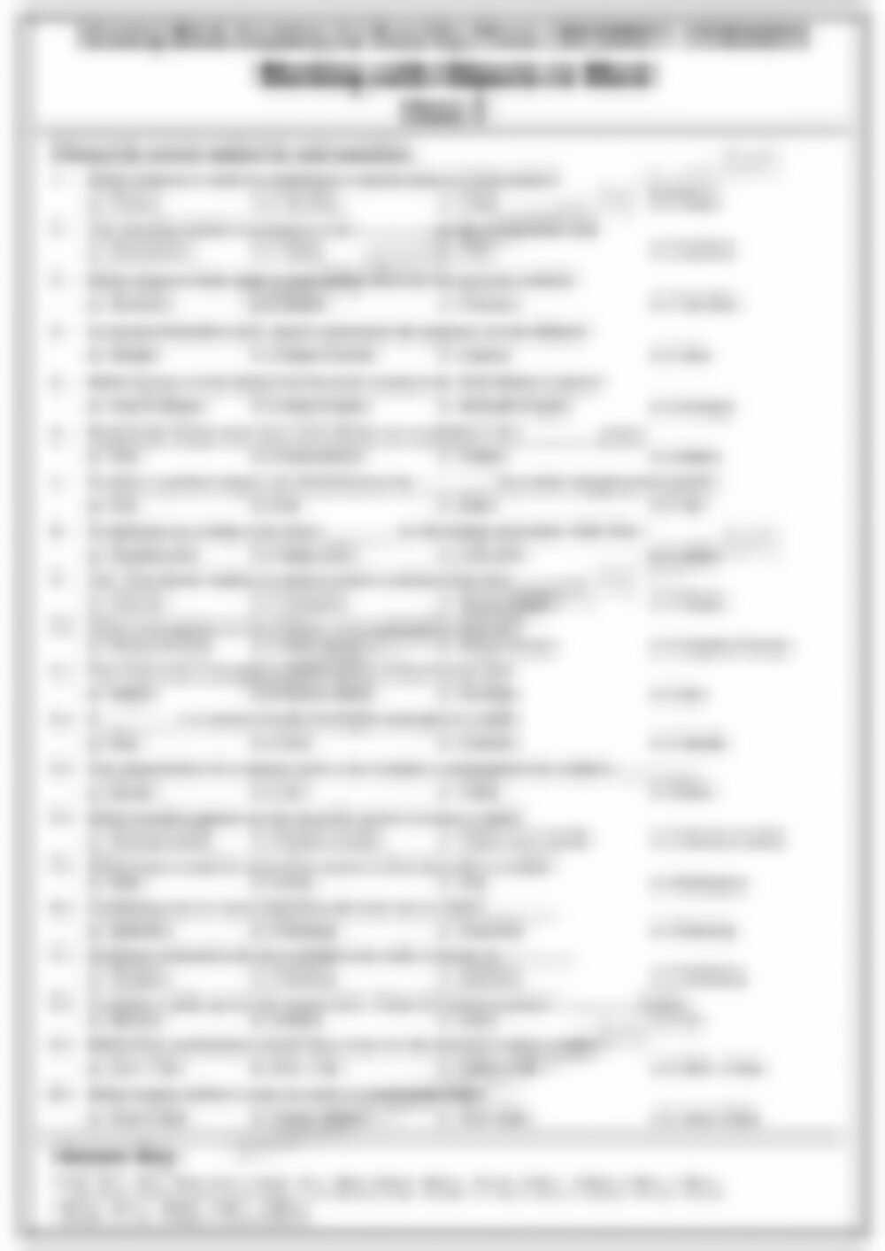 Class 4 Computer Worksheet: Working with Objects in Words - page 1 preview
