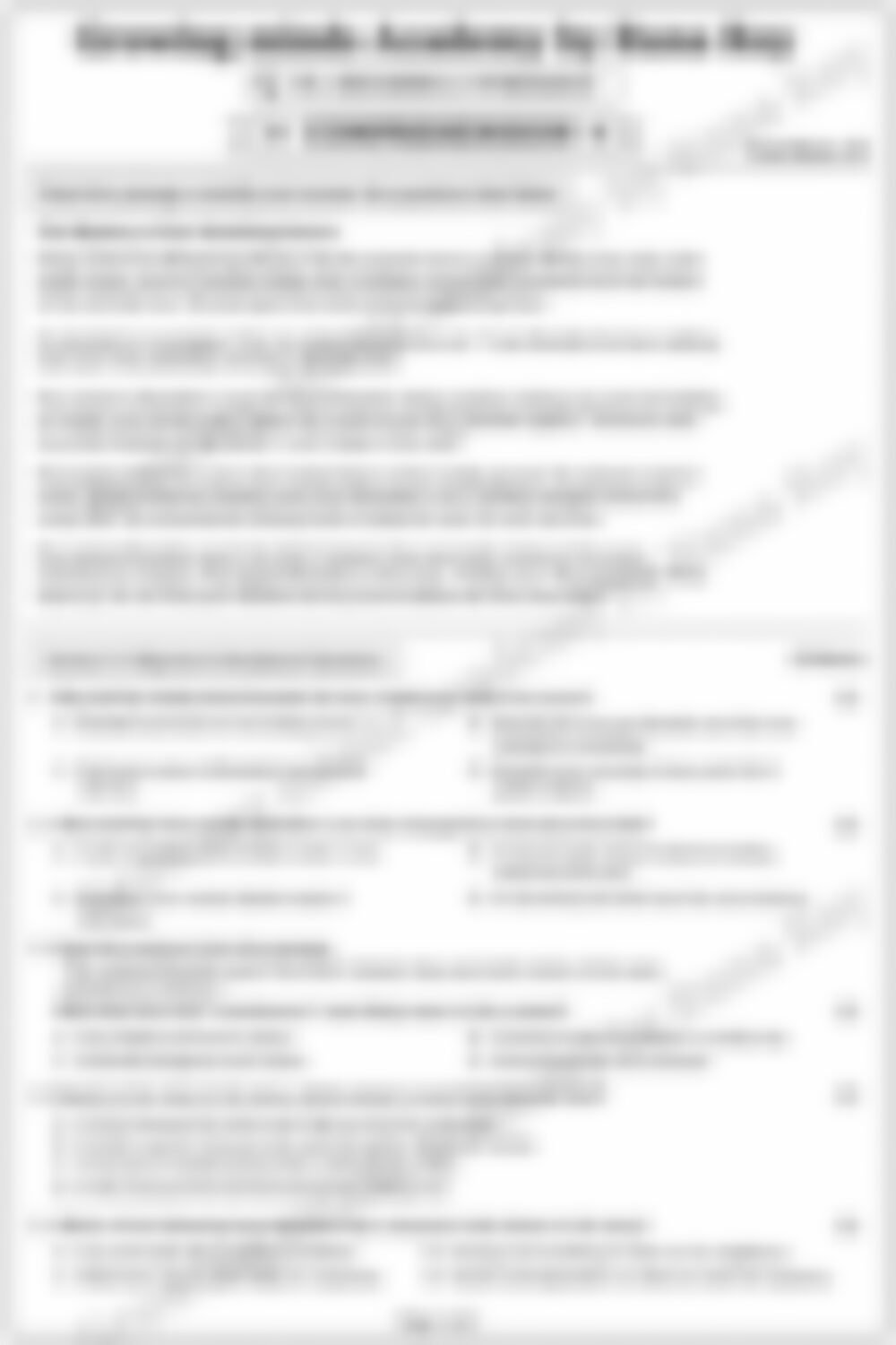Class 4 English Grammar Worksheet: Comprehension - page 1 preview