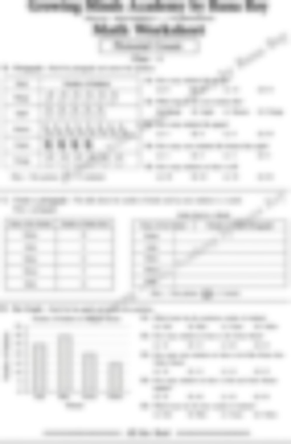 Class 4 Math Worksheet: Data Handling - Pictorial Count - page 1 preview