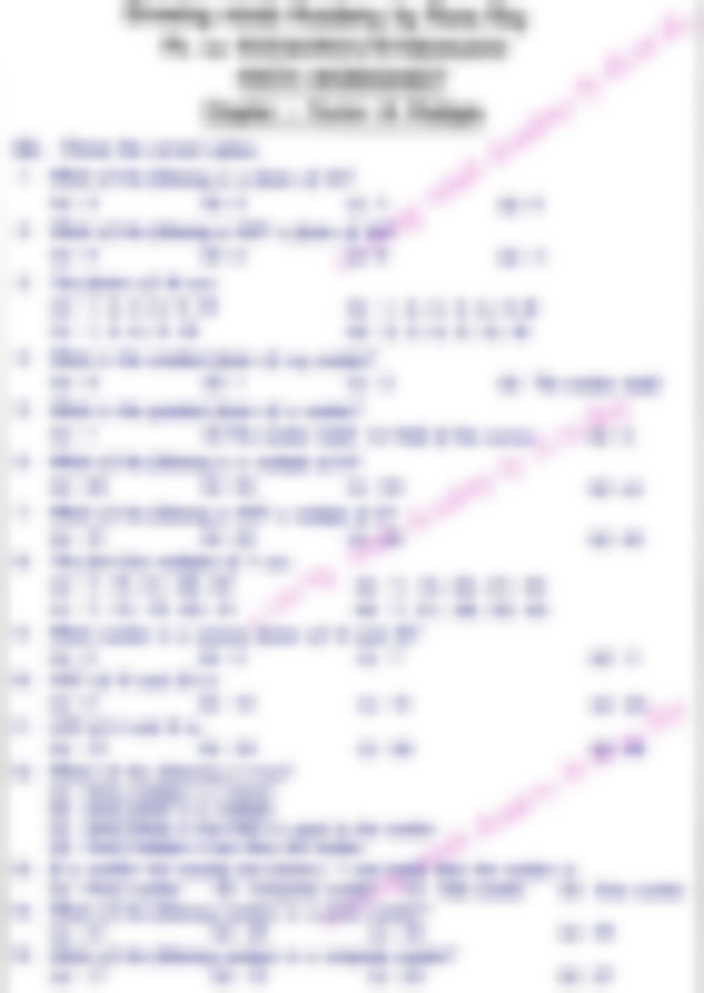 Class 4 Math Worksheet: Factors and Multiple - page 1 preview
