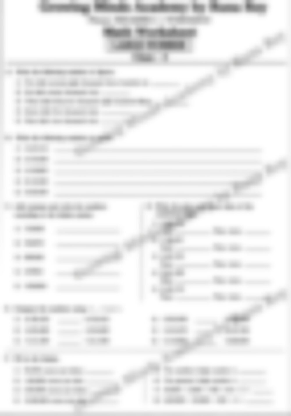 Class 4 Math Worksheet: LARGE NUMBER 5, 6 Digit - page 1 preview