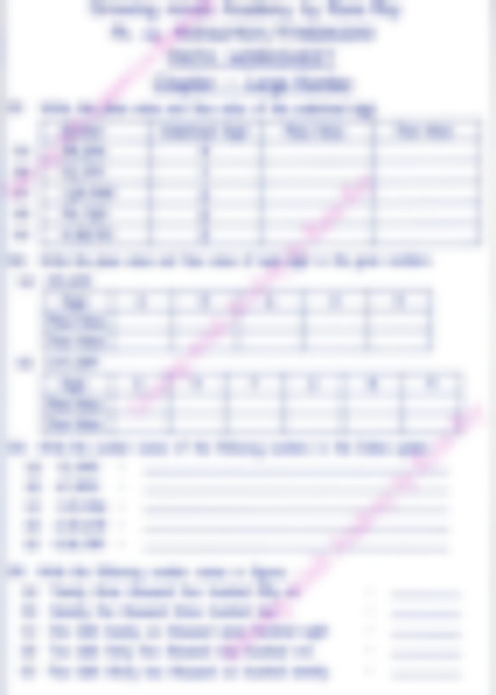 Class 4 Math Worksheet: Large Number - page 1 preview