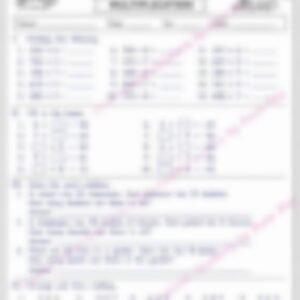 Class 4 Math Worksheet: Multiplication 3, 4 Digits - page 1 preview