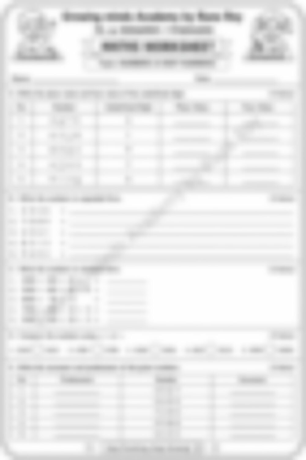 Class 4 Math Worksheet: Number - 4 Digit - page 1 preview