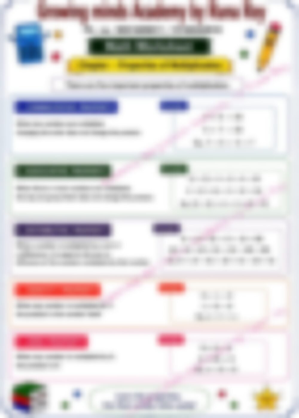 Class 4 Math Worksheet: Properties of Multiplication - page 1 preview