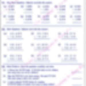 Class 4 Math Worksheet: Subtraction 4, 5 Digit - page 1 preview