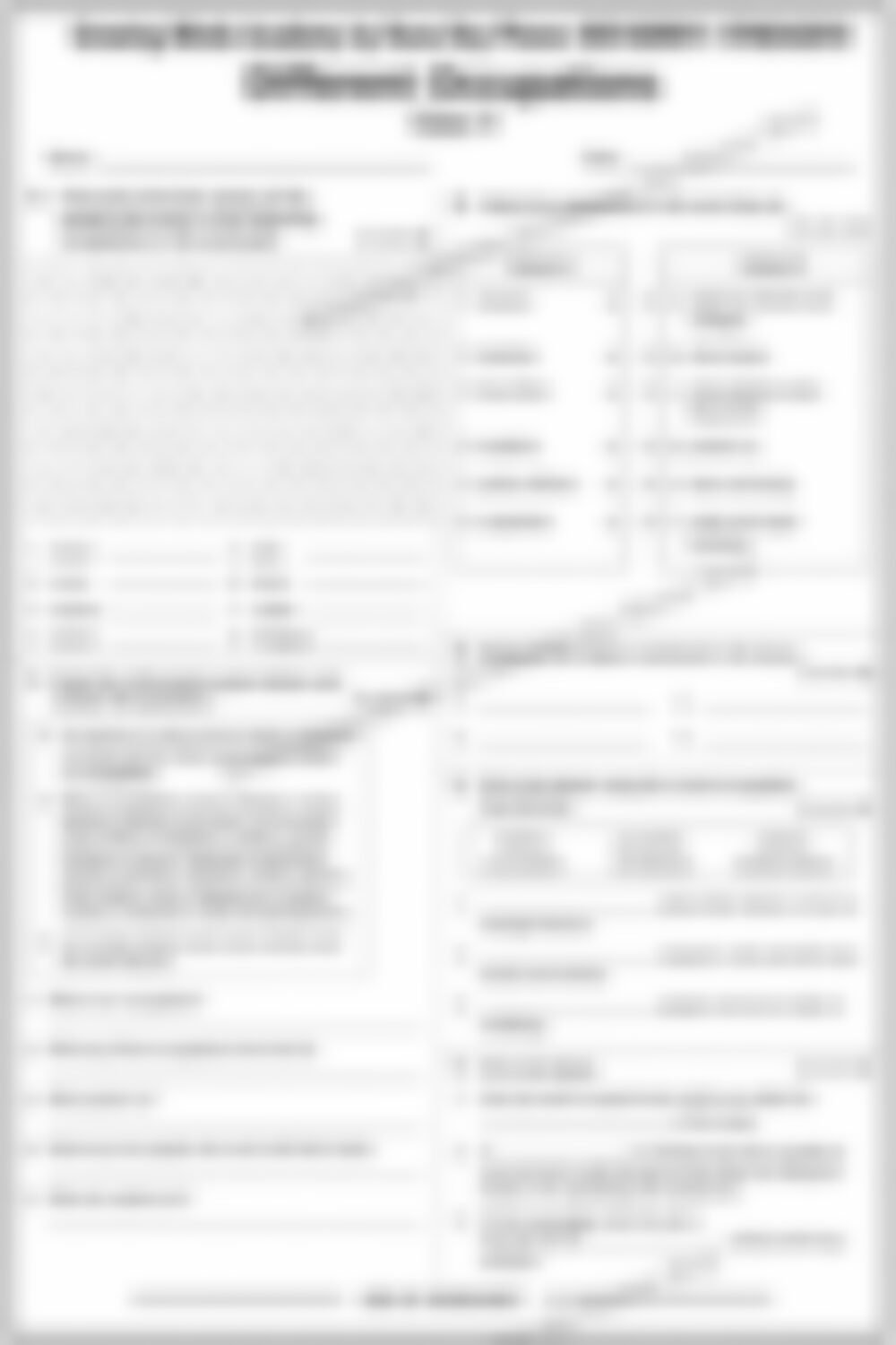 Class 4 SST Worksheet: Different Occupations - page 1 preview