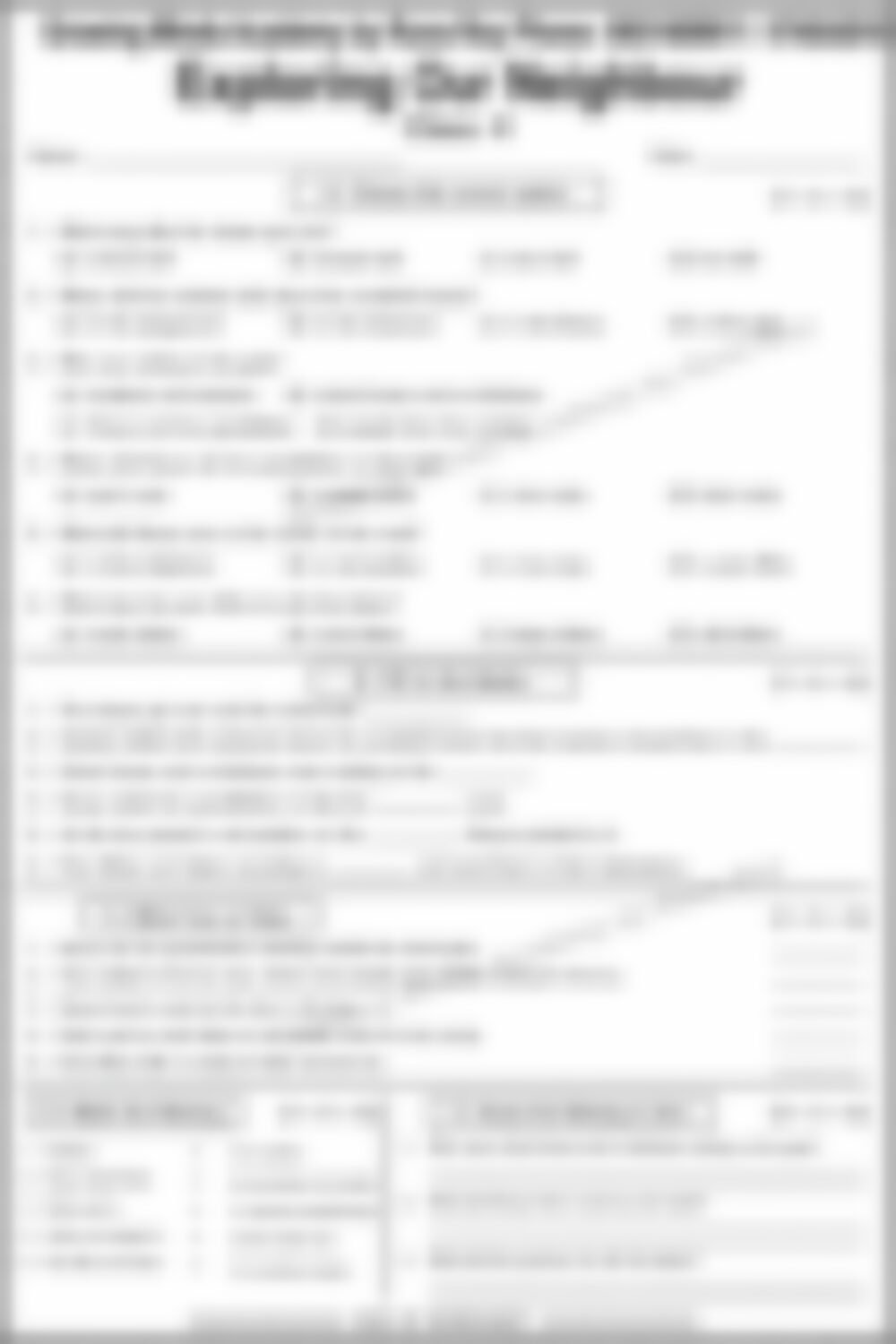 Class 4 SST Worksheet: Exploring our Neighbour - page 1 preview