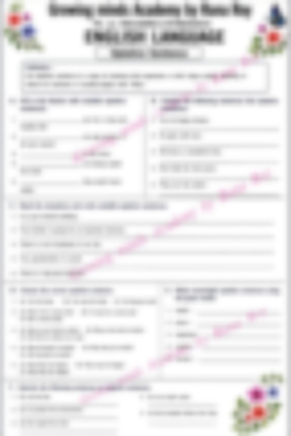 Class 5 English Grammar Worksheet: Mixed Sentences - page 1 preview