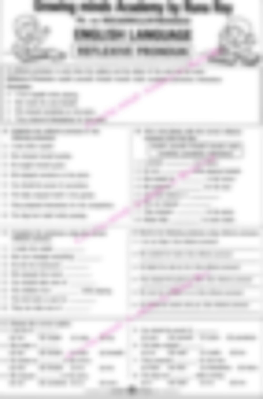 Class 5 English Grammar Worksheet: Reflexive Pronoun - page 1 preview