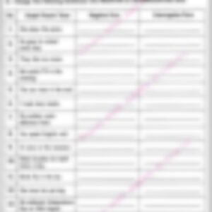 Class 5 English Grammar Worksheet: Tense Negative Interrogative - page 1 preview