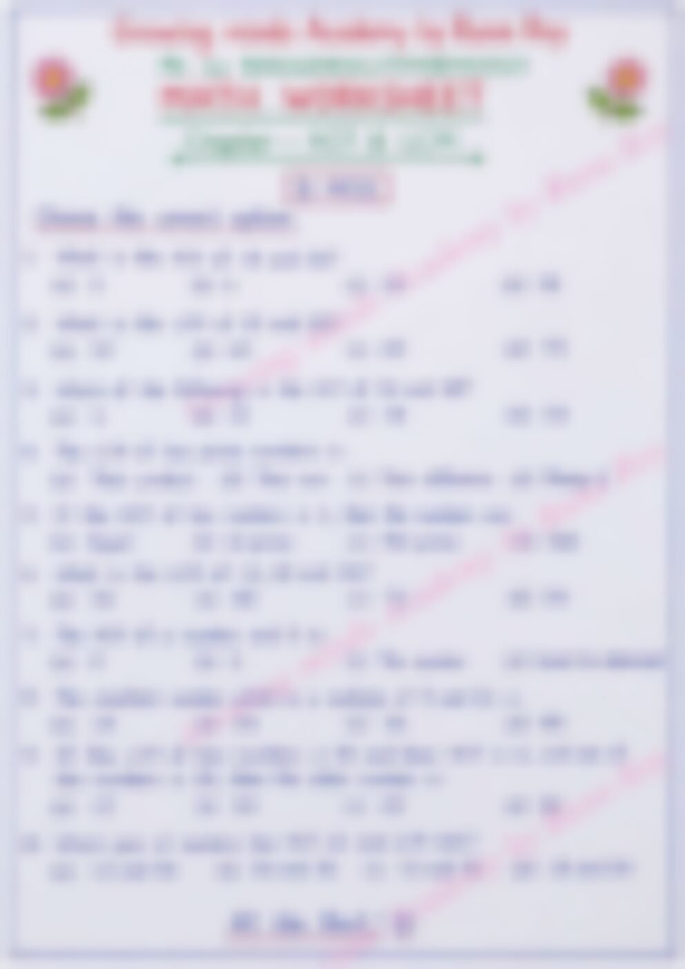 Class 5 Math Worksheet: HCF and LCM - page 1 preview