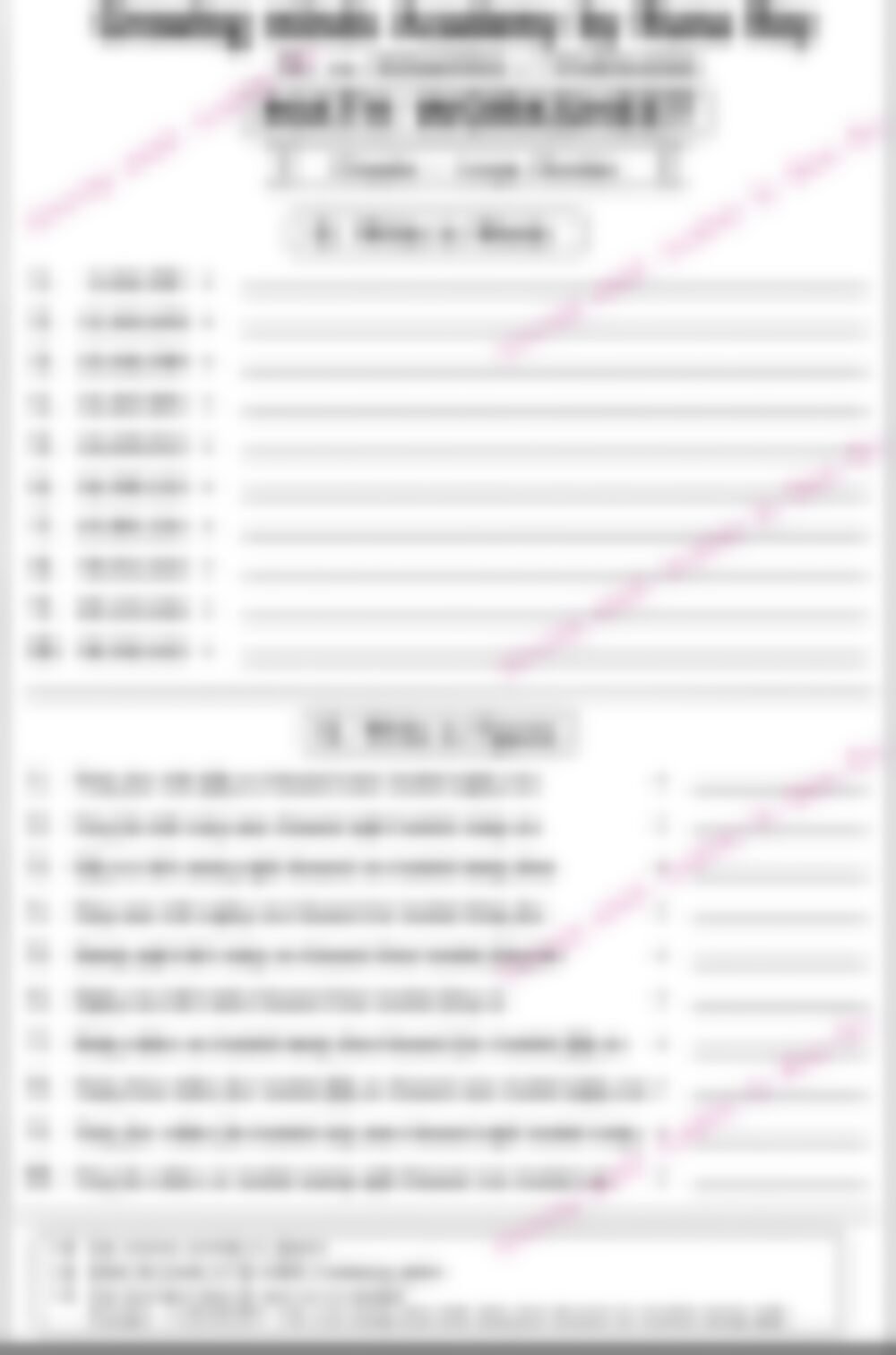 Class 5 Math Worksheet: Large Number 7digit - page 1 preview