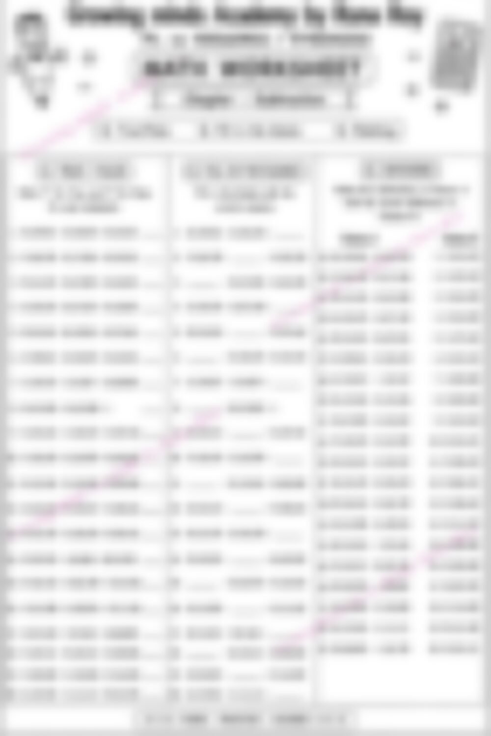 Class 5 Math Worksheet: Subtraction 6, 7digit - page 1 preview