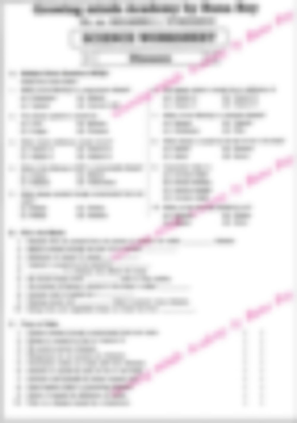 Class 5 Science Worksheet: Diseases - page 1 preview