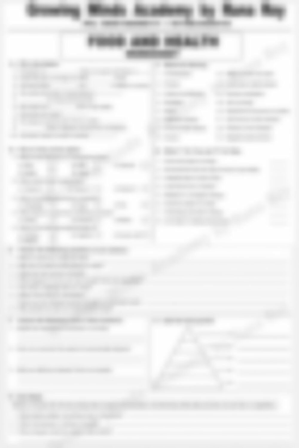 Class 5 Science Worksheet: Food and Health - page 1 preview